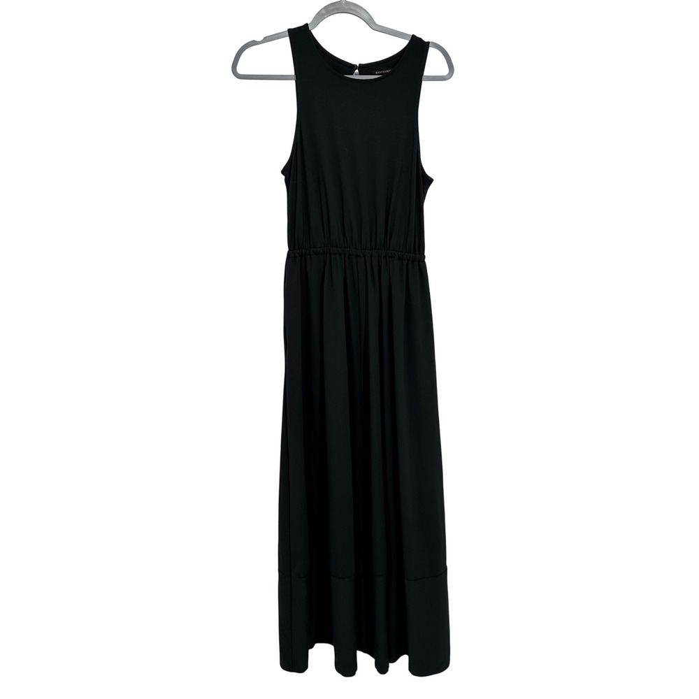 Banana Republic Black Sleeveless Maxi Dress XS Elastic Waist Keyhole Back Women